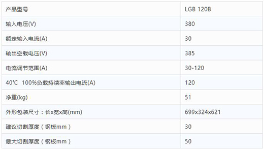 3499拉斯维加斯数字化等离子切割+碳弧气刨两用机LGB 120B整机参数